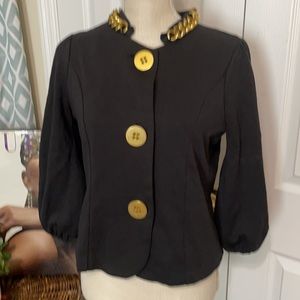 Black & Gold Puffy Sleeved Lightweight Coat/ 6P